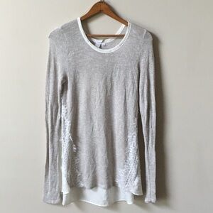 - Long sleeve lace chiffon back top